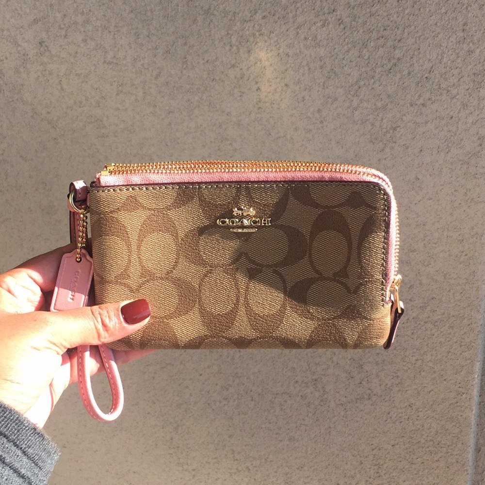 Coach Signature 3/4 Double Zip Wristlet - Picture 2 of 7